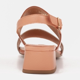 Marco Shoes Sandalias cinta con tacón revestido de piel naranja 3