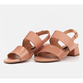Marco Shoes Sandalias cinta con tacón revestido de piel naranja 4