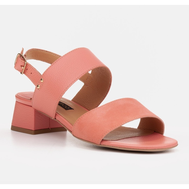 Marco Shoes Sandalias cinta con tacón revestido de piel rosa 1