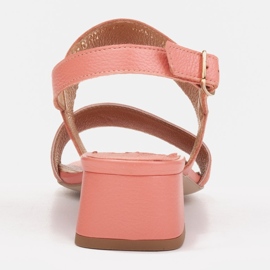Marco Shoes Sandalias cinta con tacón revestido de piel rosado 4