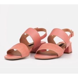 Marco Shoes Sandalias cinta con tacón revestido de piel rosado 5