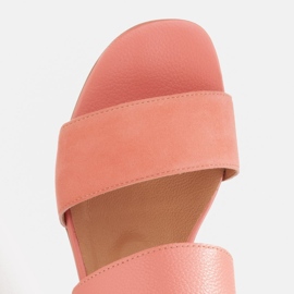Marco Shoes Sandalias cinta con tacón revestido de piel rosado 8