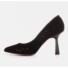 Marco Shoes Stilettos de ante natural con perforaciones decorativas negro 3
