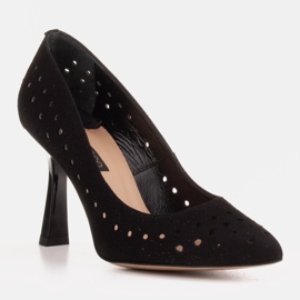 Marco Shoes Stilettos de ante natural con perforaciones decorativas negro 5