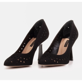 Marco Shoes Stilettos de ante natural con perforaciones decorativas negro 6