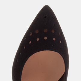 Marco Shoes Stilettos de ante natural con perforaciones decorativas negro 8