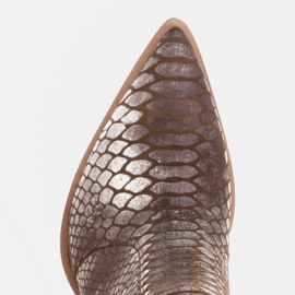 Marco Shoes Bota cowboy de mujer fabricada en piel natural plata 9
