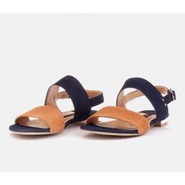 Marco Shoes Sandalias planas en ante natural con tacón metalizado beige azul marino 4