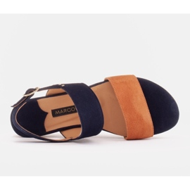 Marco Shoes Sandalias planas en ante natural con tacón metalizado beige azul marino 6