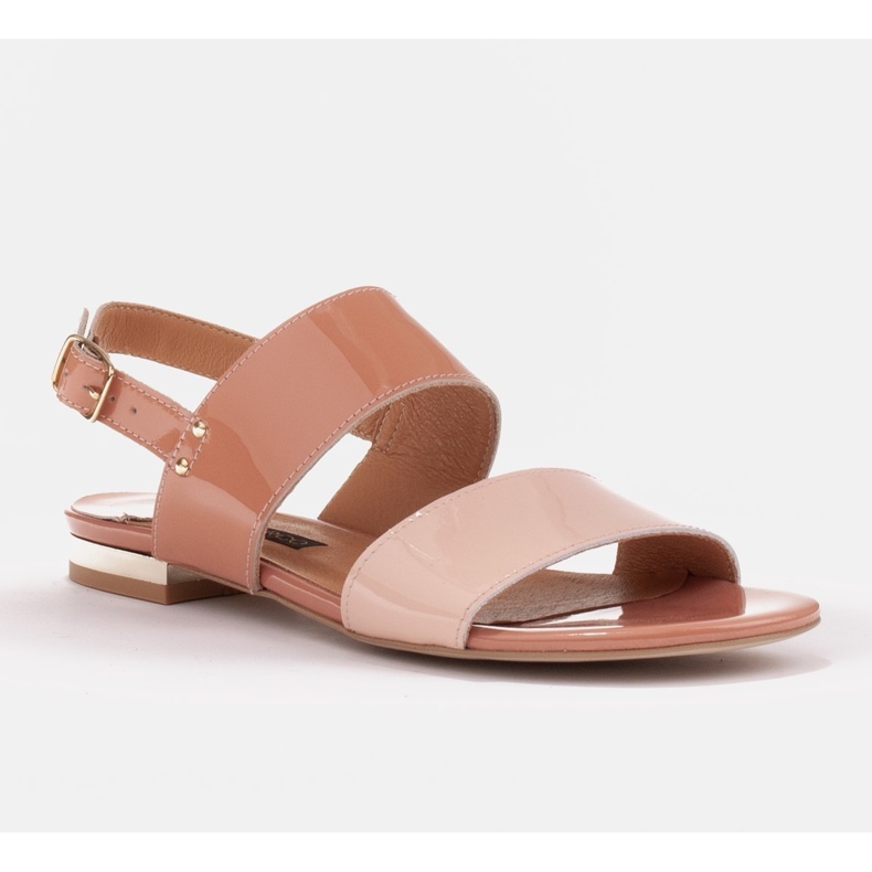 Marco Shoes Sandalias planas con laca y tacón metalizado beige 1