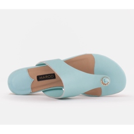 Marco Shoes Chanclas planas en color menta con tacón metalizado verde 6