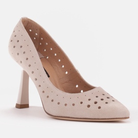 Marco Shoes Stilettos de ante natural con perforaciones decorativas beige 1