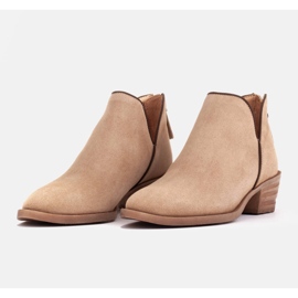 Marco Shoes Botas de piel natural con corte en V beige 5