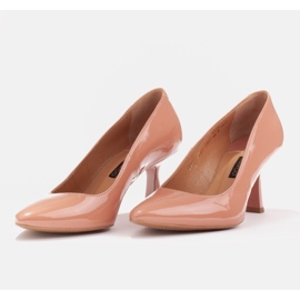 Marco Shoes Zapatos de salón elegantes hechos de laca albaricoque naranja 5