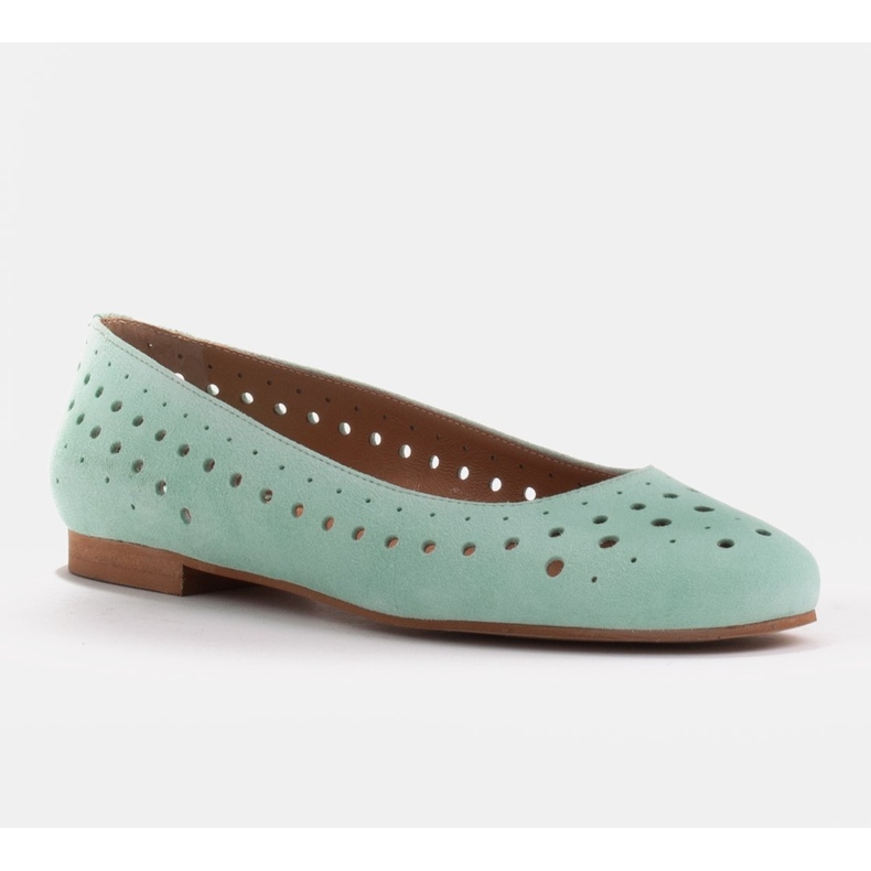 Marco Shoes Bailarinas de mujer con perforaciones en la parte superior verde 1
