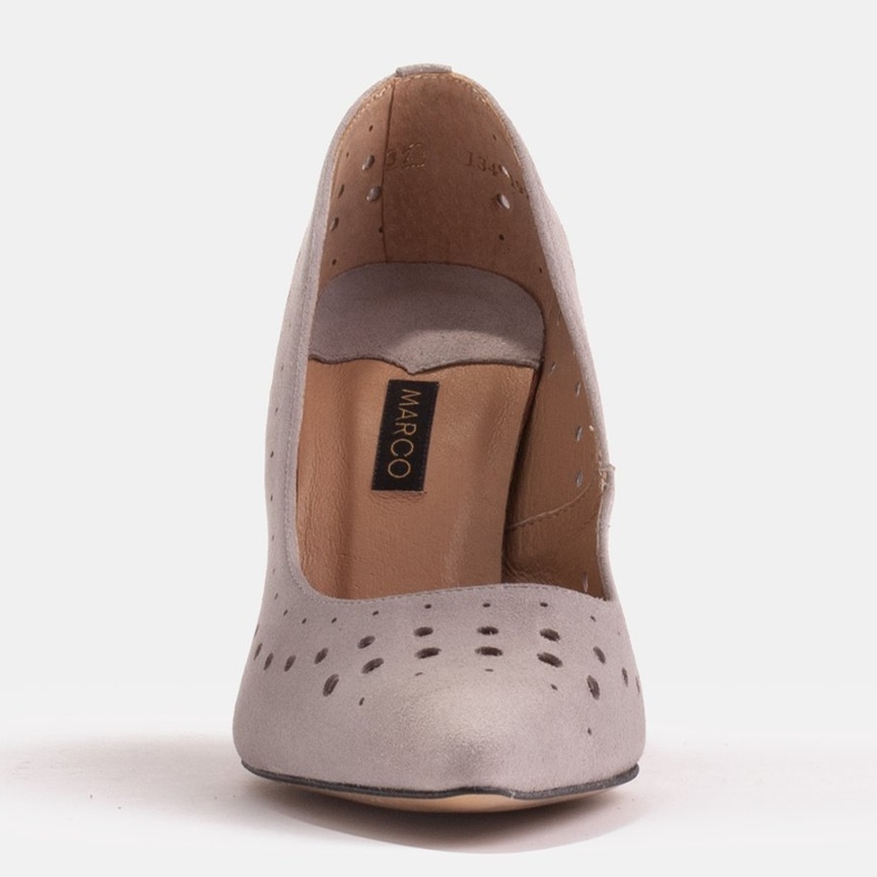 Marco Shoes Stilettos de ante natural con perforaciones decorativas gris 1