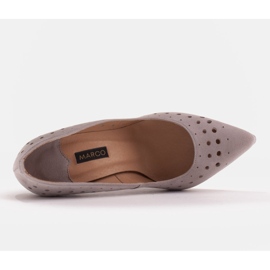 Marco Shoes Stilettos de ante natural con perforaciones decorativas gris 6