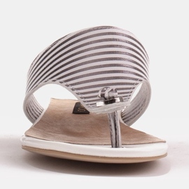 Marco Shoes Sandalias planas con laca y tacón metalizado blanco plata 1