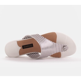 Marco Shoes Sandalias planas con laca y tacón metalizado blanco plata 6
