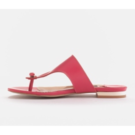 Marco Shoes Chanclas planas de piel con tacón metalizado rosado 3