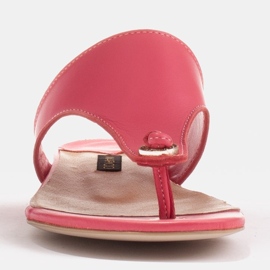 Marco Shoes Chanclas planas de piel con tacón metalizado rosado 2