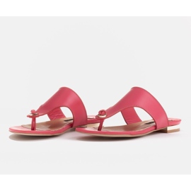 Marco Shoes Chanclas planas de piel con tacón metalizado rosado 4