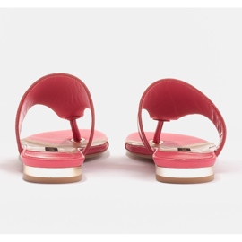 Marco Shoes Chanclas planas de piel con tacón metalizado rosado 5