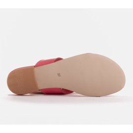 Marco Shoes Chanclas planas de piel con tacón metalizado rosado 7