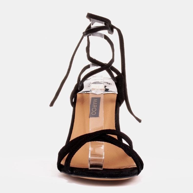 Marco Shoes Sandalias elegantes de tacón alto con correa atada negro 2