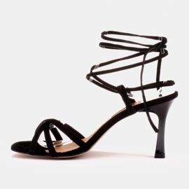 Marco Shoes Sandalias elegantes de tacón alto con correa atada negro 3