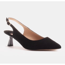 Marco Shoes Zapatos de salón hechos de delicada gamuza con correa negro 2