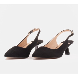 Marco Shoes Zapatos de salón hechos de delicada gamuza con correa negro 4