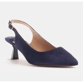 Marco Shoes Zapatos de salón hechos de delicada gamuza con correa azul marino 7