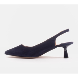 Marco Shoes Zapatos de salón hechos de delicada gamuza con correa azul marino 1