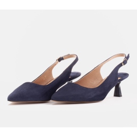 Marco Shoes Zapatos de salón hechos de delicada gamuza con correa azul marino 2