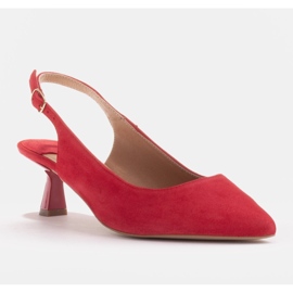 Marco Shoes Zapatos de salón hechos de delicada gamuza con correa rojo 1