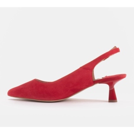 Marco Shoes Zapatos de salón hechos de delicada gamuza con correa rojo 3