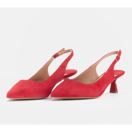 Marco Shoes Zapatos de salón hechos de delicada gamuza con correa rojo 5