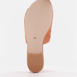 Marco Shoes Pantuflas de mujer elegantes con perlas y perforaciones naranja 7