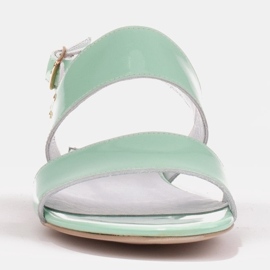 Marco Shoes Sandalias planas con laca y tacón metalizado verde 2