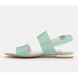 Marco Shoes Sandalias planas con laca y tacón metalizado verde 3