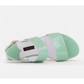 Marco Shoes Sandalias planas con laca y tacón metalizado verde 6