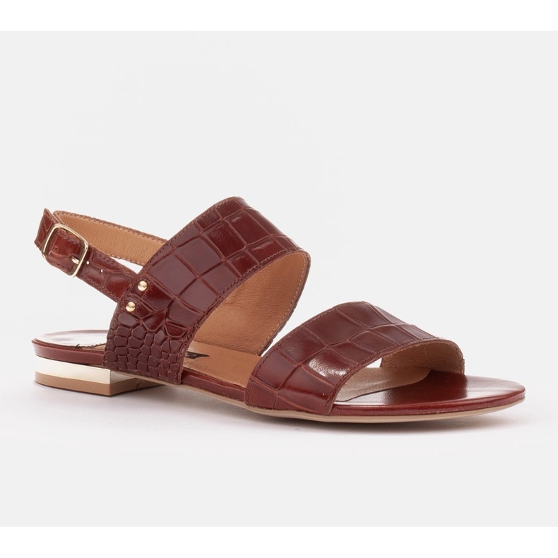 Marco Shoes Sandalias planas de piel auténtica con tacón metálico marrón 1