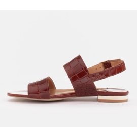 Marco Shoes Sandalias planas de piel auténtica con tacón metálico marrón 3