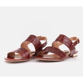 Marco Shoes Sandalias planas de piel auténtica con tacón metálico marrón 4