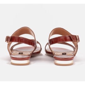 Marco Shoes Sandalias planas de piel auténtica con tacón metálico marrón 2