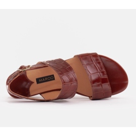 Marco Shoes Sandalias planas de piel auténtica con tacón metálico marrón 5