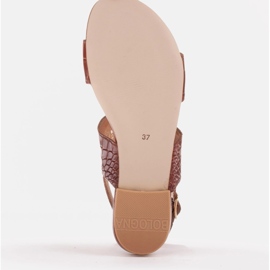 Marco Shoes Sandalias planas de piel auténtica con tacón metálico marrón 6