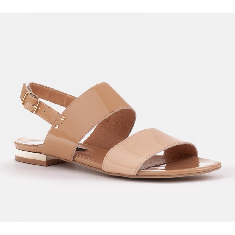 Marco Shoes Sandalias planas con laca y tacón metalizado beige 1