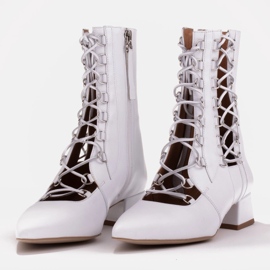Marco Shoes Botas trenzadas con correa blanco 7
